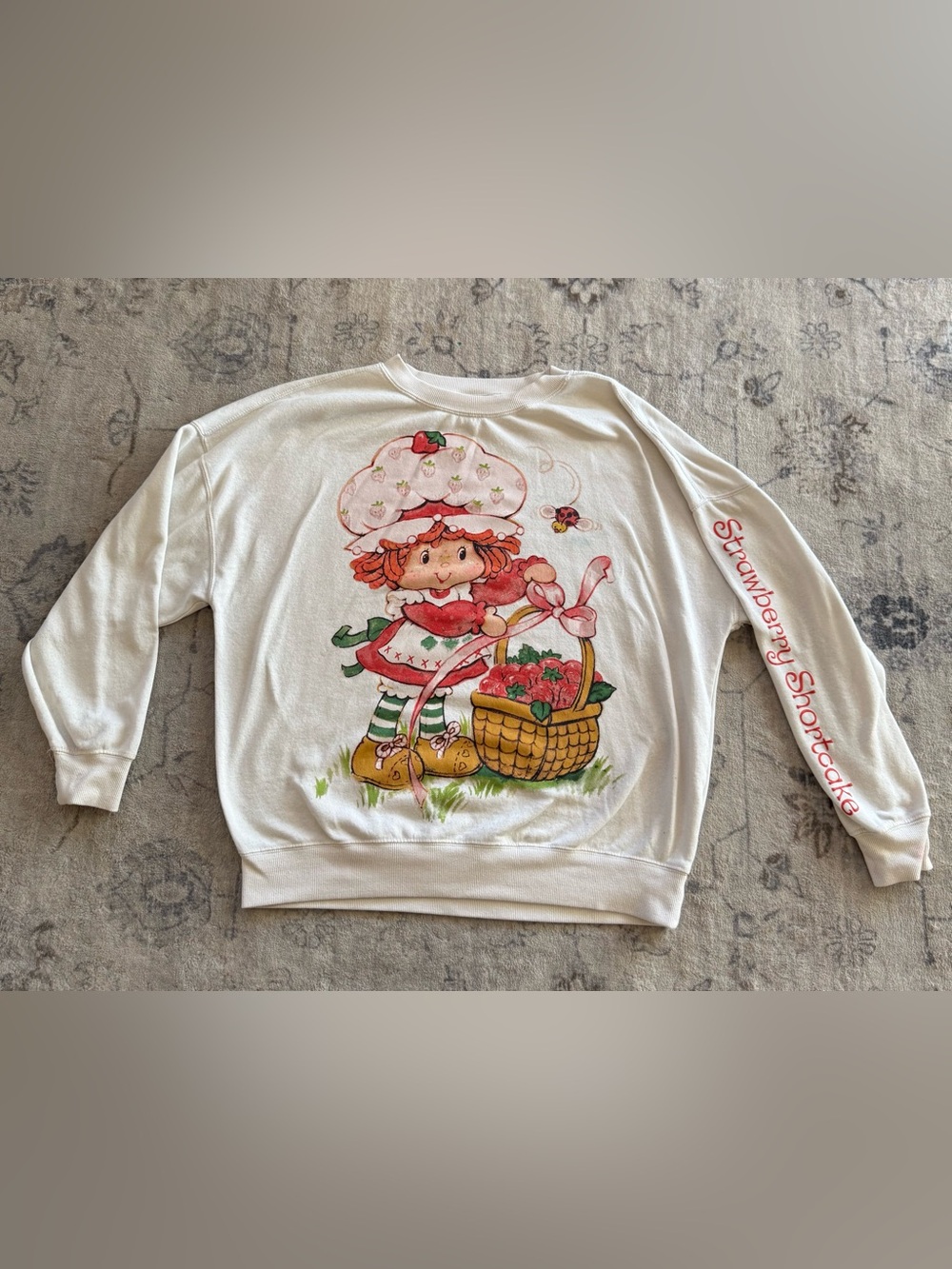 Strawberry Shortcake Cream Graphic Crewneck Sweater